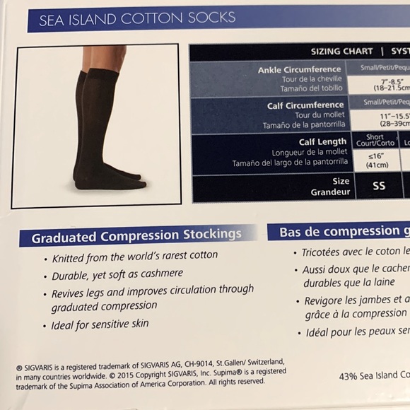 ✨SIGVARIS Sea Island Cotton Medical Socks Compression Socks Sz SL - Picture 5 of 6